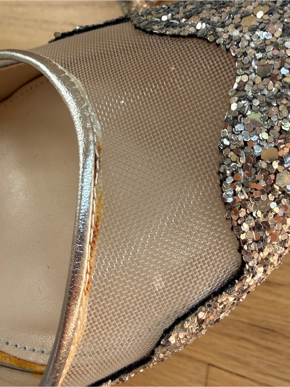 Blue by Betsy Johnson Silver Glitter Ankle Tie 4” Heel Pumps (size 9) - Picture 7 of 8